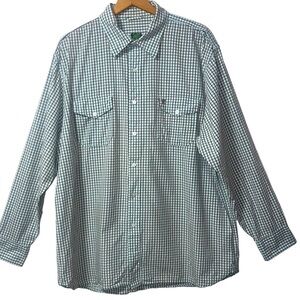 Timberland Checkered Brown, Blue White Plaid Button Down Hiking Shirt XL